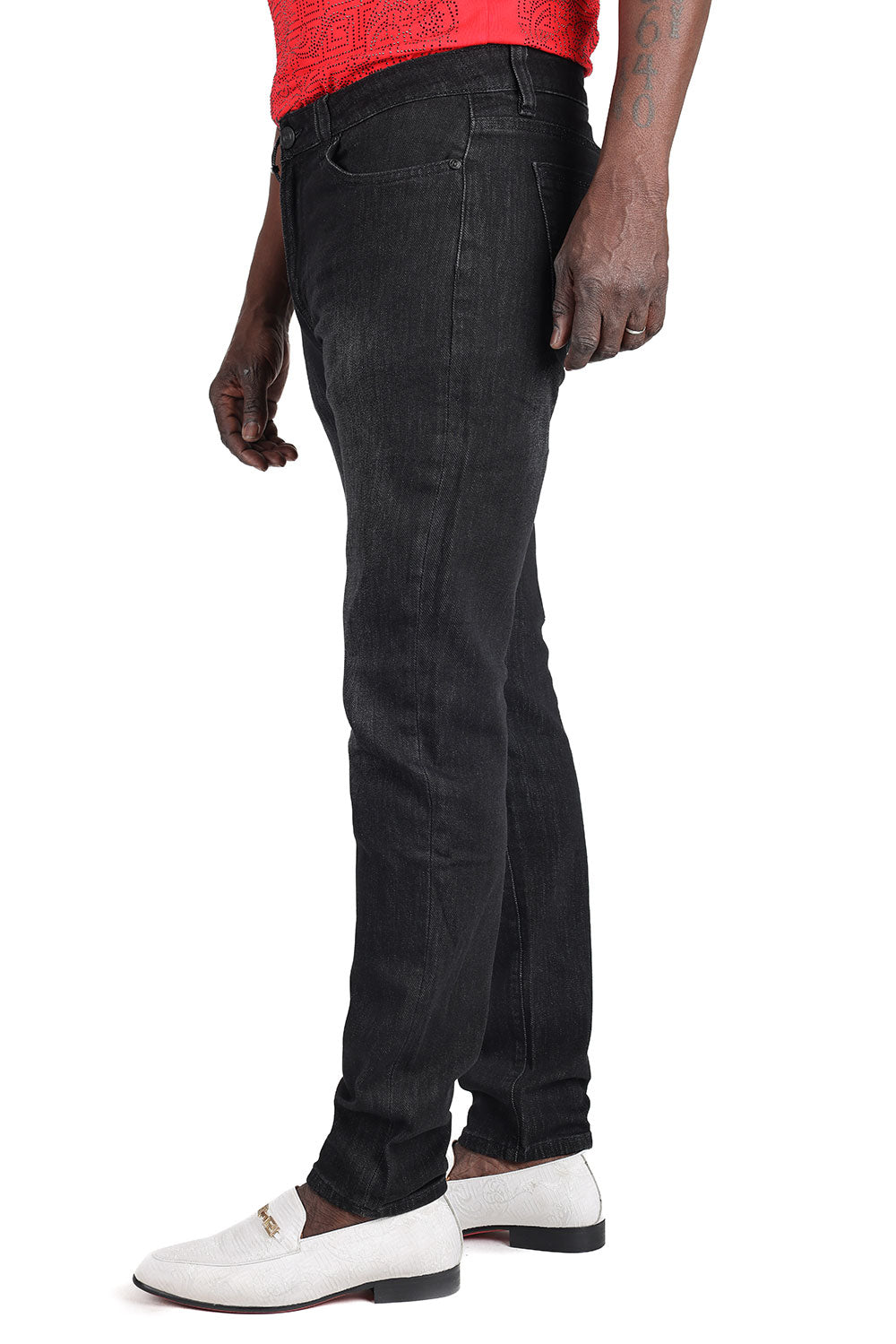 Barabas Men's Washed Black Premium Denim Jeans 2JE01SL