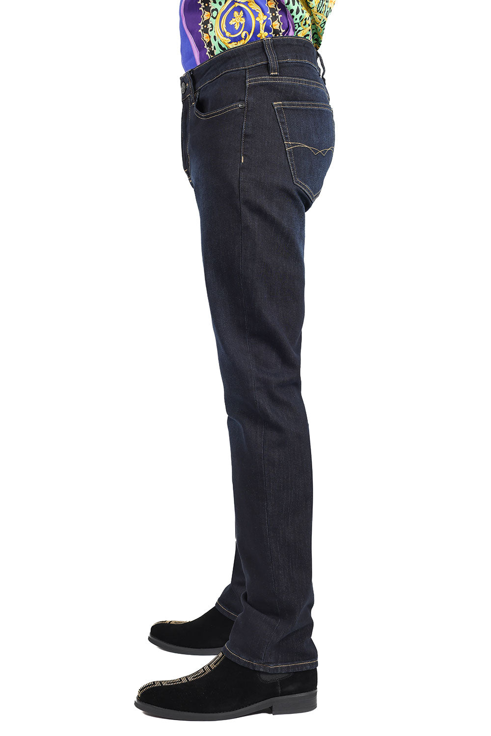 Barabas Men's Dark Blue Premium Denim Mid Rise Jeans 2JE02ST