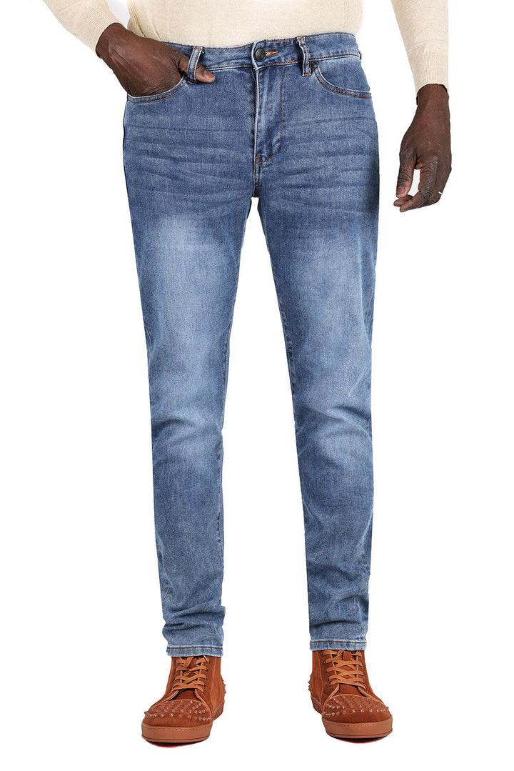 Barabas Men's Light Blue Washed Premium Denim Jeans 2JE08SL