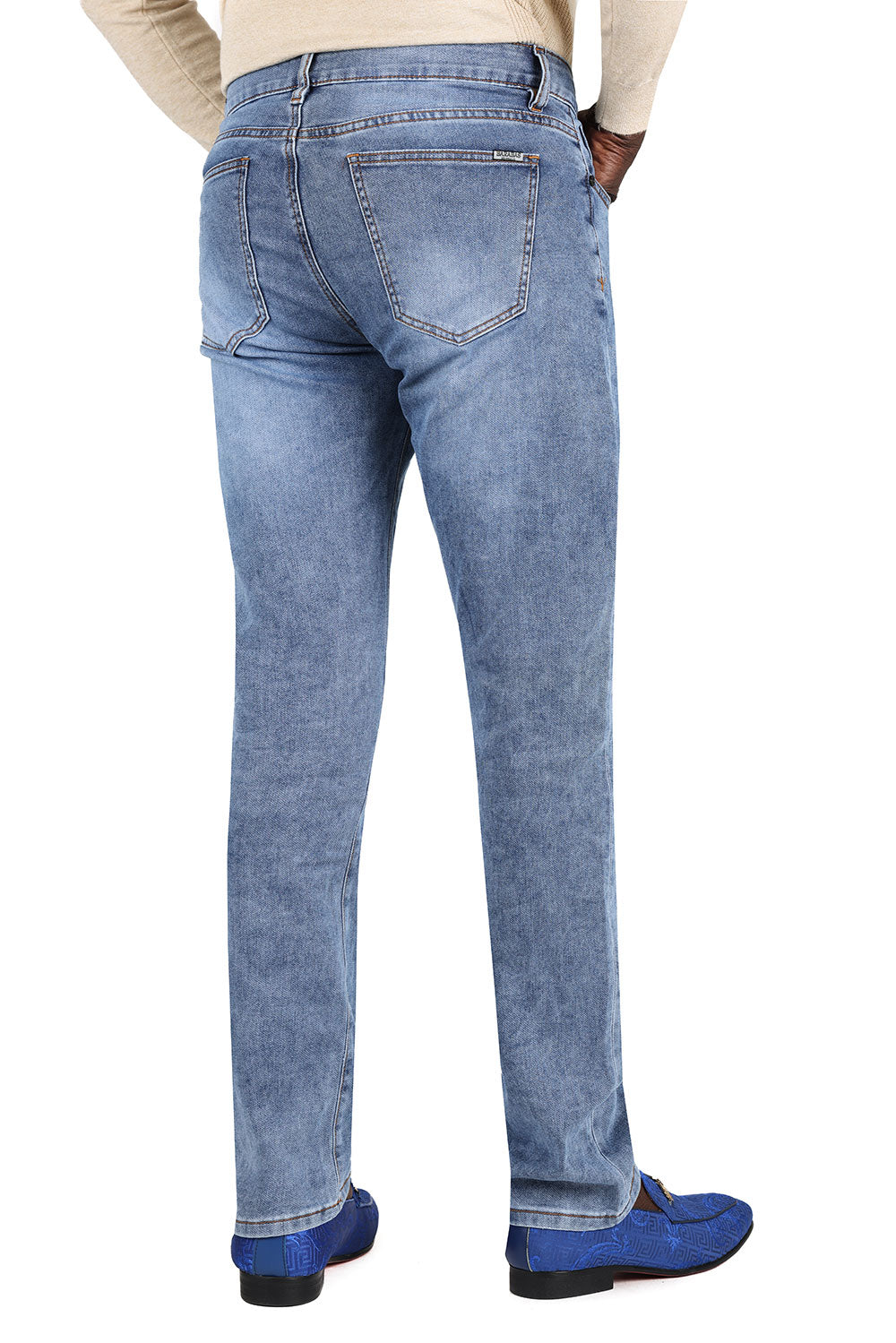 Barabas Men's Premium Light Wash Blue Denim Straight Jeans 2JE08ST