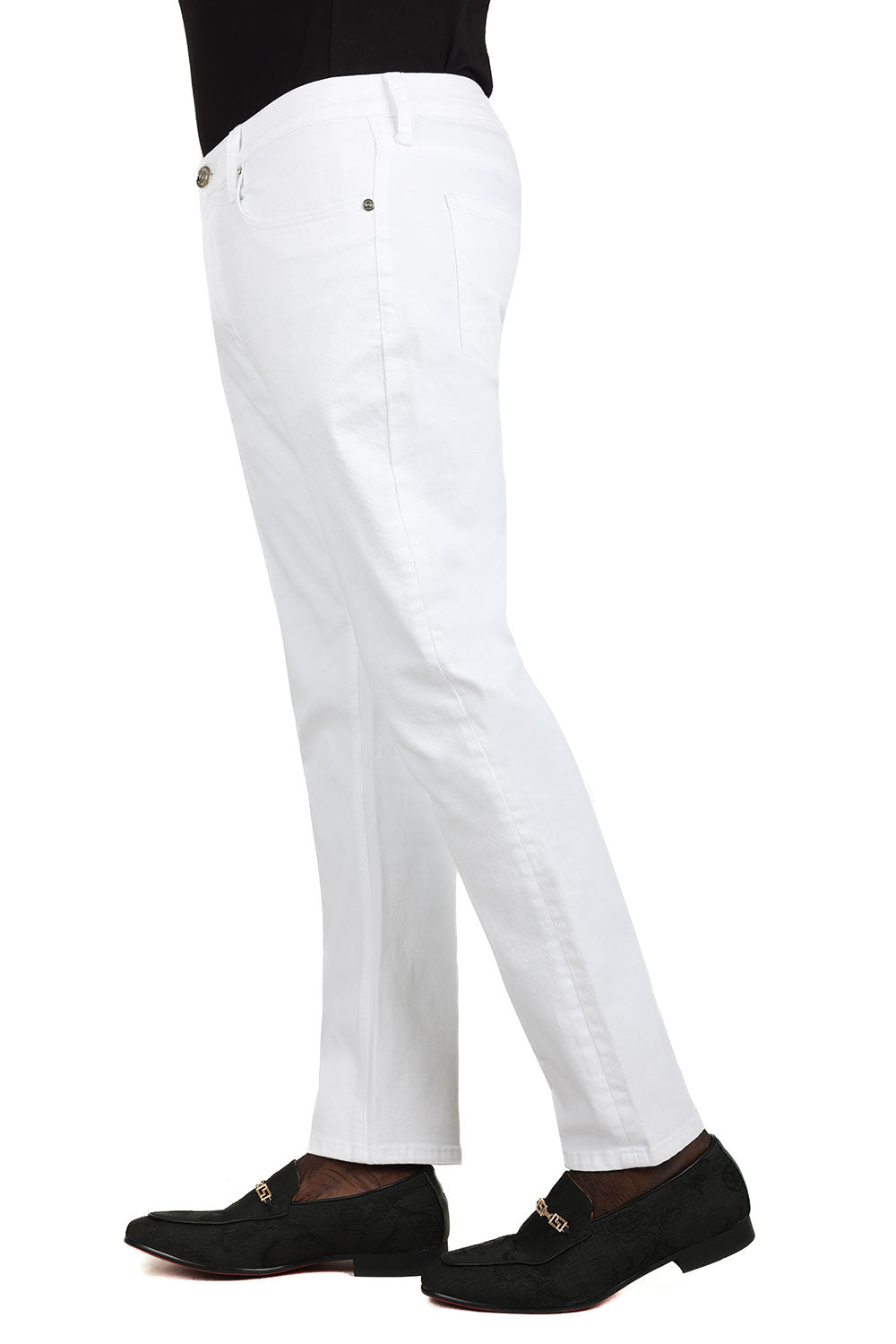 Barabas Men's Straight Fit Premium Solid White Denim Jeans 2JE10ST White