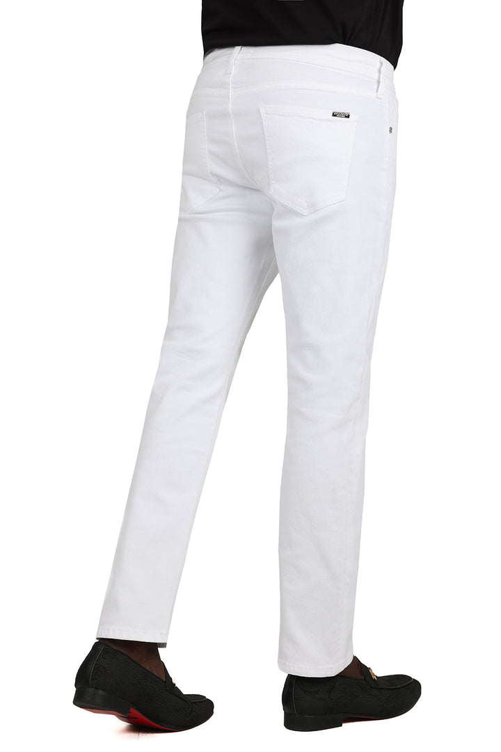 Barabas Men's Straight Fit Premium Solid White Denim Jeans 2JE10ST White