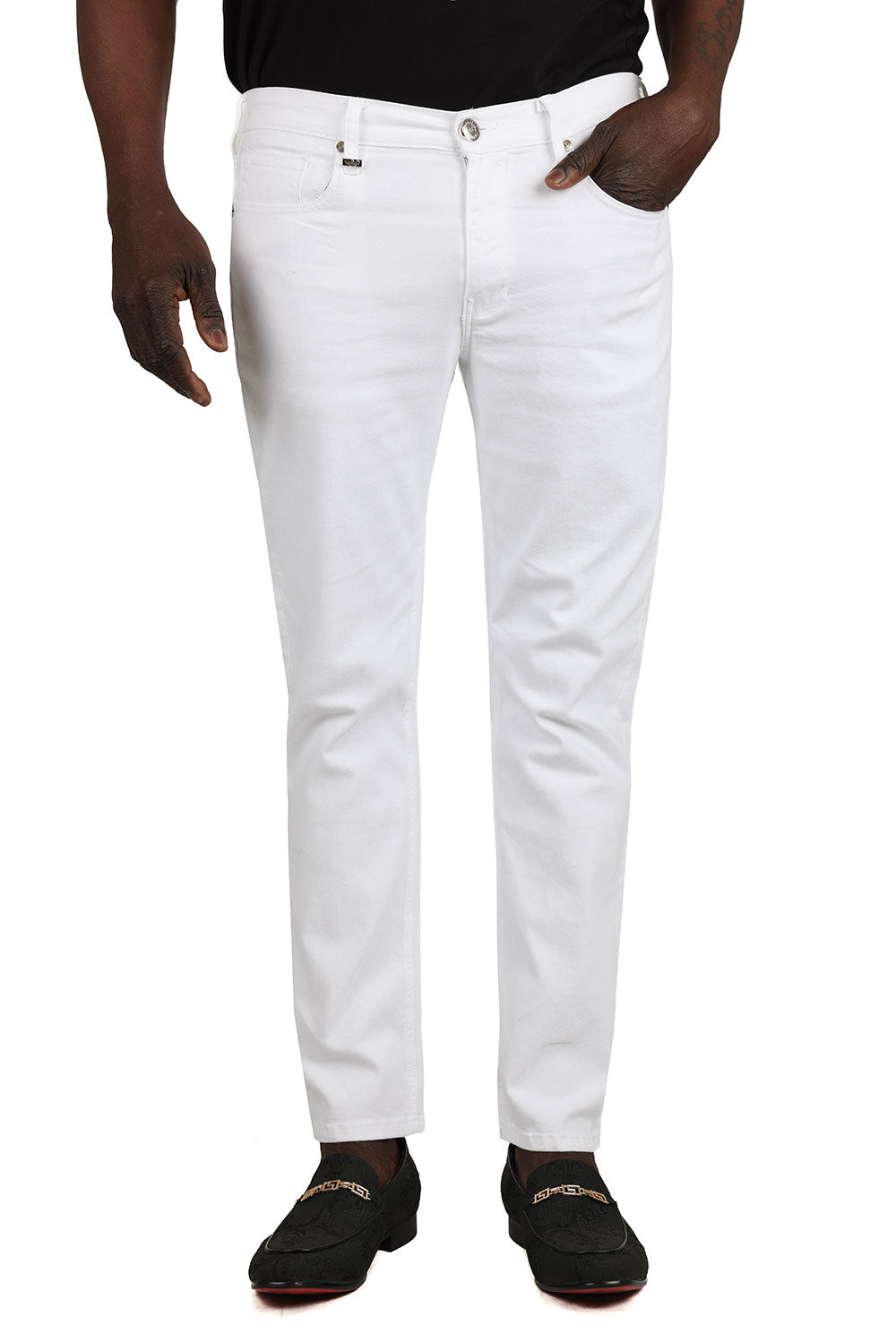 Barabas Men's Straight Fit Premium Solid White Denim Jeans 2JE10ST White