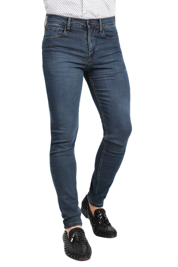 Barabas Men's Straight Fit Premium Denim Jeans 2JE11SL Blue