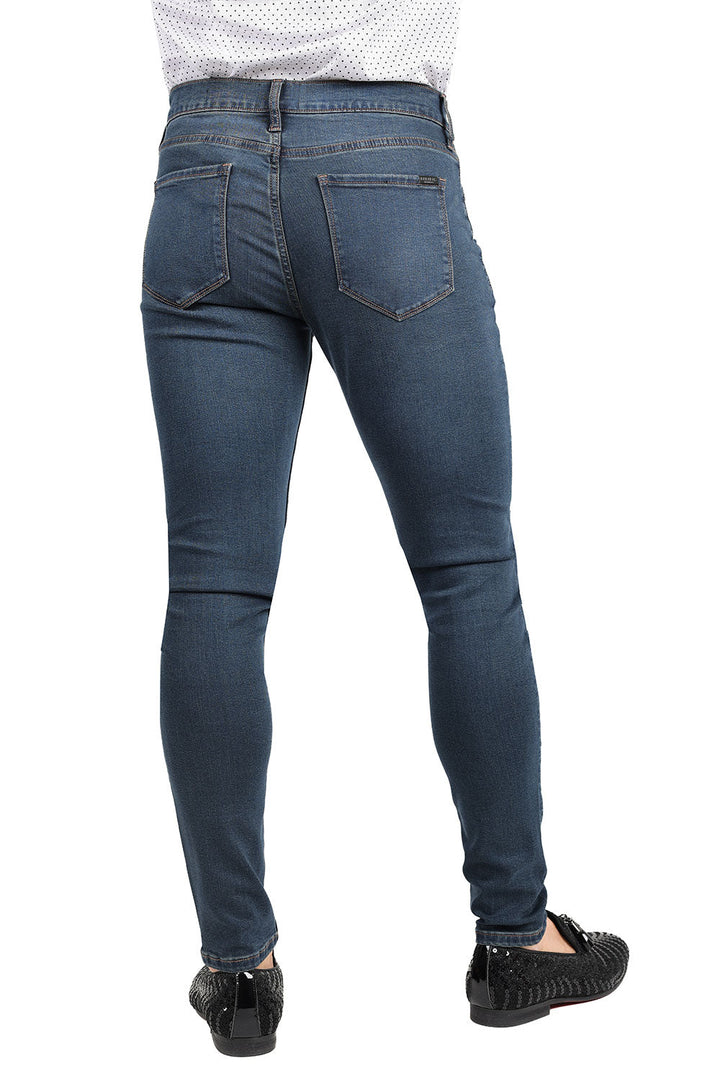 Barabas Men's Solid Color Classic Workforce Denim Jeans 2JE11SL Dark Blue