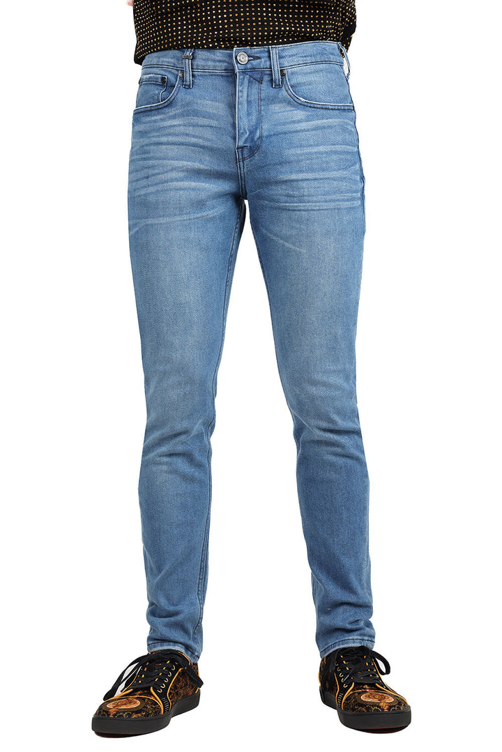 Barabas Men's Solid Color Classic Workforce Denim Jeans 2JE11SL Blue