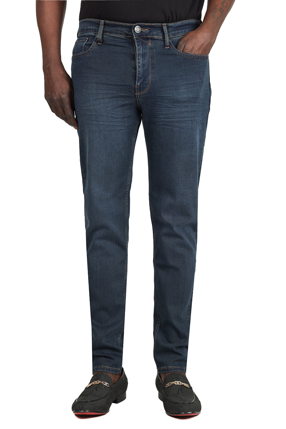 Barabas Men's Straight Fit Premium Dark Blue Denim Jeans 2JE13SL