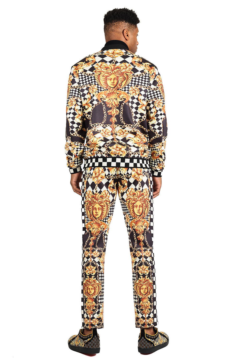 Barabas Men's Greek Medusa Rhinestone Baroque Loungewear 2JJ910