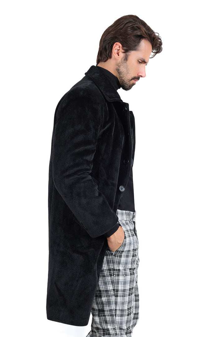 Barabas Men's Solid Color Luxury Collared Over Coat Jacket 2JLW01