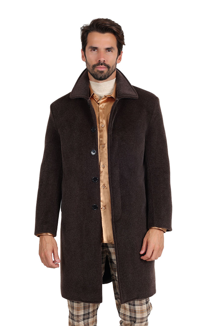 Barabas Men's Solid Color Luxury Collared Over Coat Jacket 2JLW01