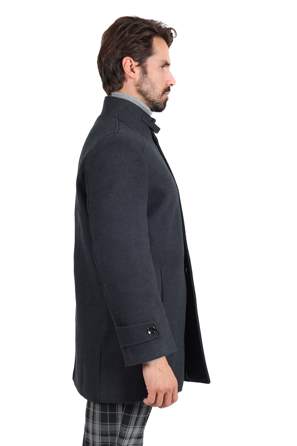 Barabas Men's Solid Color Luxury Collared Over Coat Jacket 2JLW03