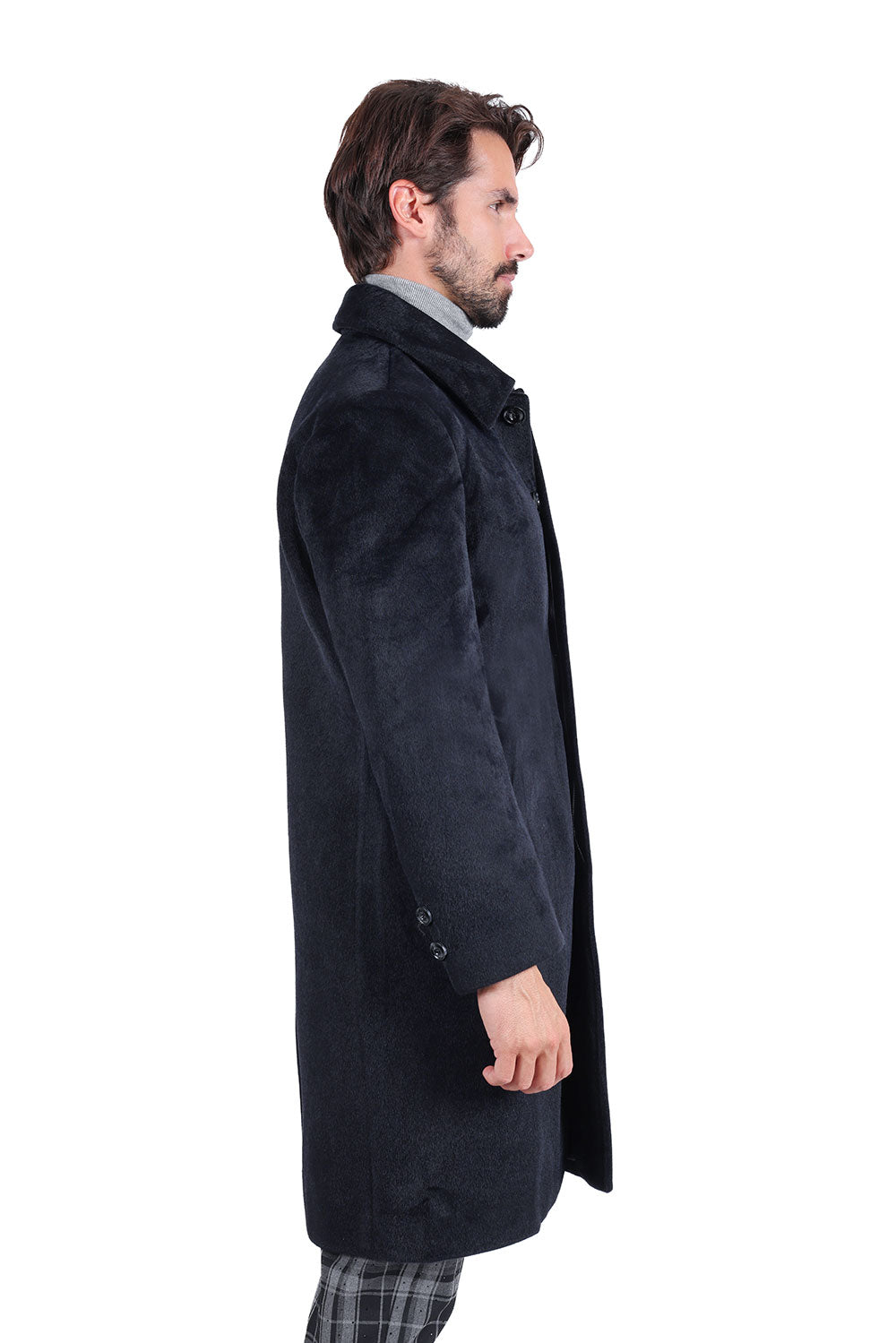 Barabas Men's Solid Color Luxury Collared Over Coat Jacket 2JLW04