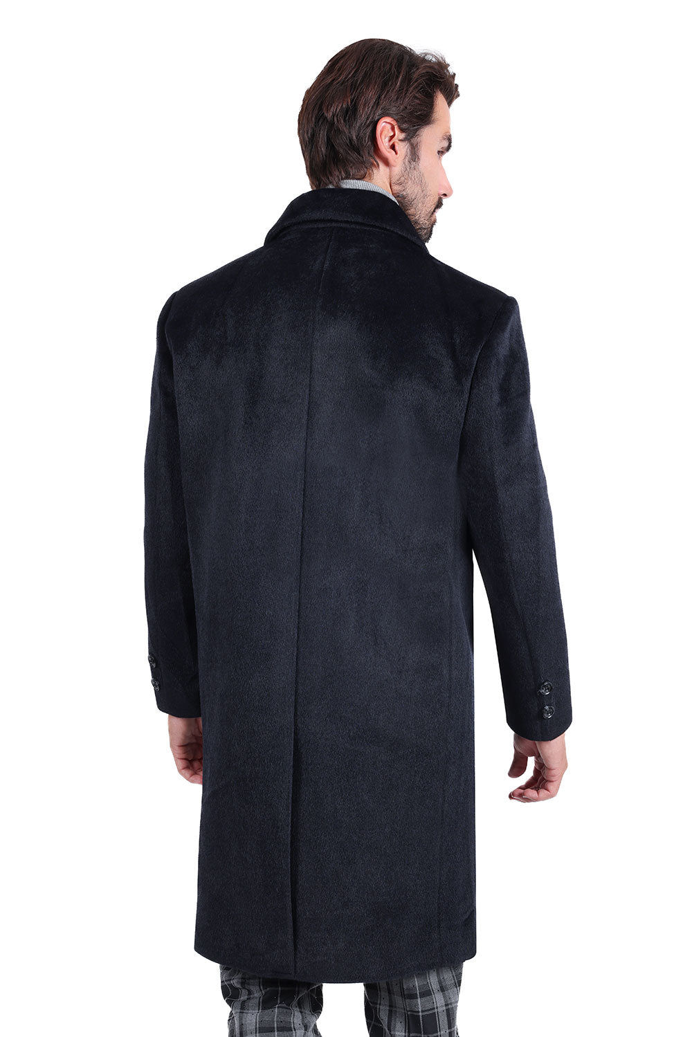 Barabas Men's Solid Color Luxury Collared Over Coat Jacket 2JLW04
