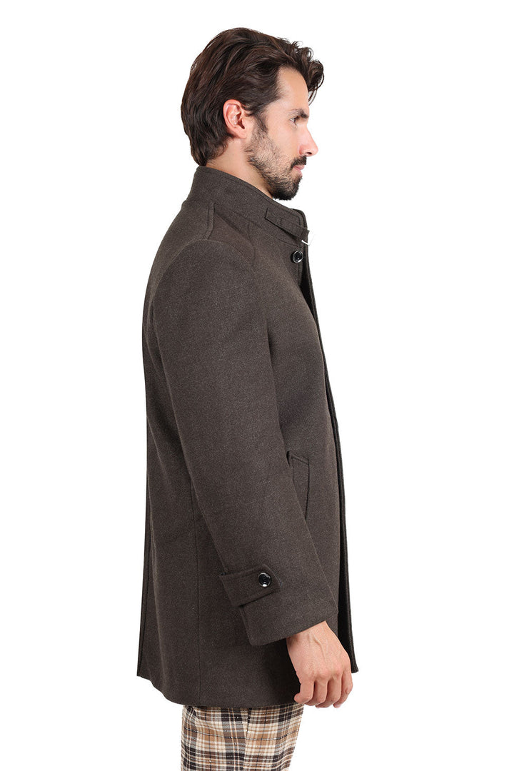 Barabas Men's Solid Color Luxury Collared Over Coat Jacket 2JLW03