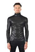 Barabas Men's Metallic Design Luxury Long Sleeve Shirt Sweater 2KT1000 #Color_Black