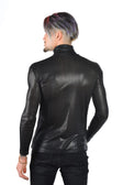 Barabas Men's Metallic Shiny Long Sleeve Turtle Neck Sweater 2KT1000 #Color_Black