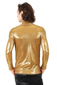 Barabas Men's Metallic Shiny Long Sleeve Turtleneck Sweater 2KT1000 #Color_Gold