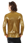 Barabas Men's Metallic Shiny Long Sleeve Turtleneck Sweater 2KT1000 #Color_Gold