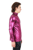Barabas Men's Metallic Design Luxury Long Sleeve Shirt Sweater 2KT1000 #Color_Magenta