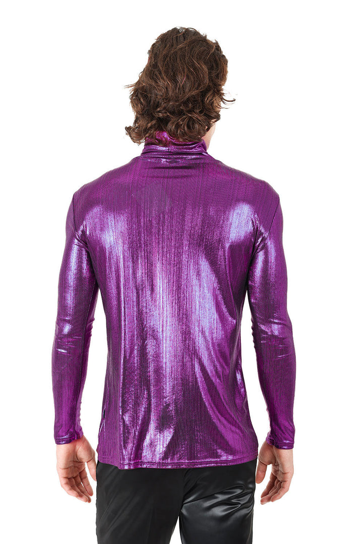 Barabas Men's Metallic Shiny Long Sleeve Turtleneck Sweater 2KT1000 Purple