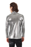 Barabas Men's Metallic Design Luxury Long Sleeve Shirt Sweater 2KT1000 #Color_Silver