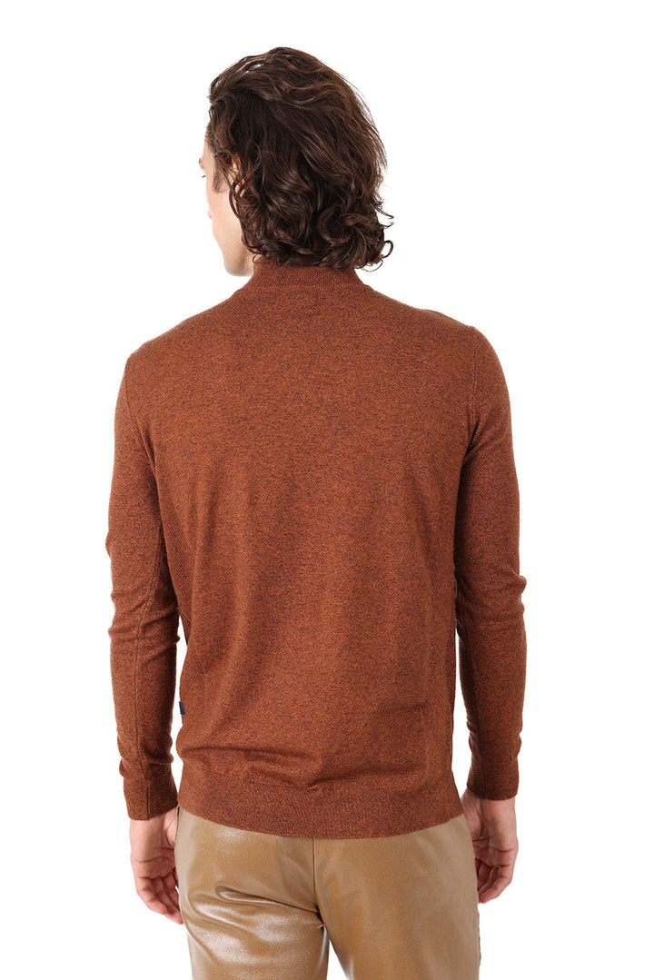Men's Turtleneck Ribbed Solid Color Mock Turtleneck Sweater 2LS2103 Maroon
