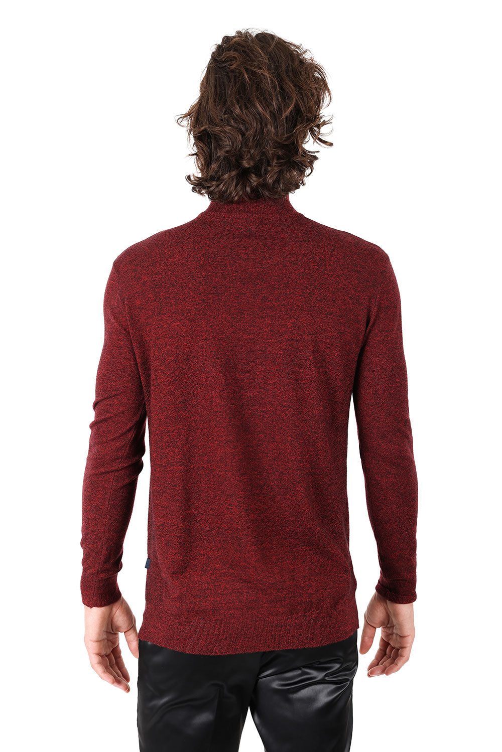 Men's Turtleneck Ribbed Solid Color Mock Turtleneck Sweater 2LS2103 Rust