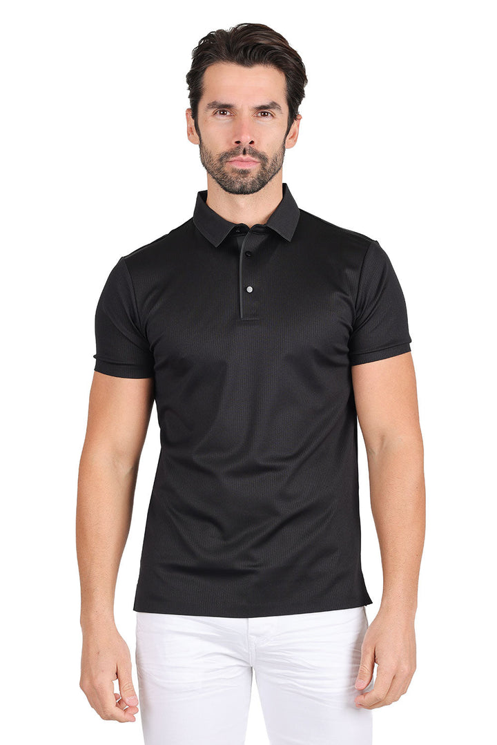 Barabas Men's Soft Silky Cotton Blend Short Sleeve Polo Shirt 2PP829 Black