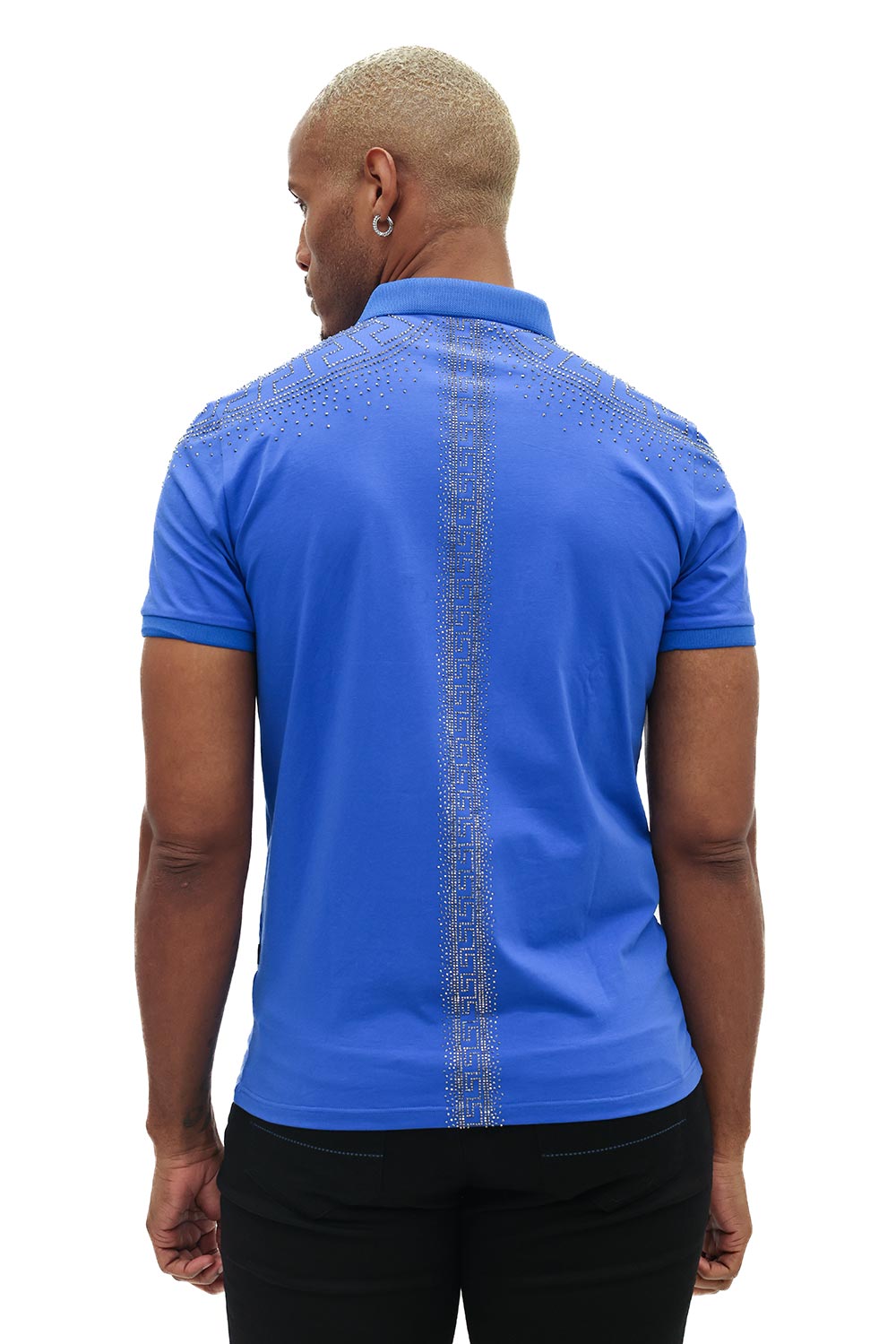 Barabas Men's Rhinestone Medusa Greek Pattern Polo Shirts 2PS12