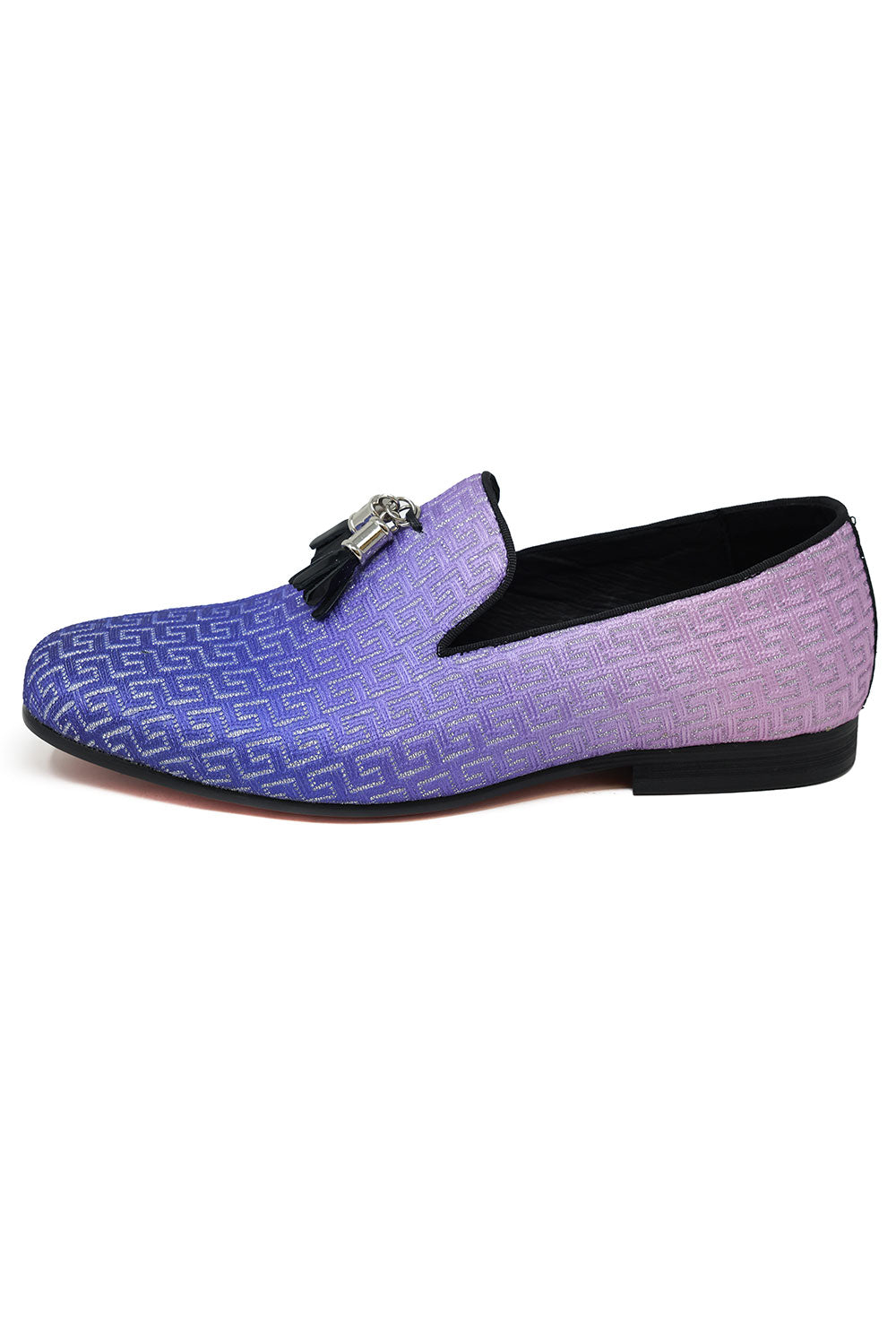 Barabas Men's Greek Key Pattern Tassel Slip On Loafer Shoes 2SH3098