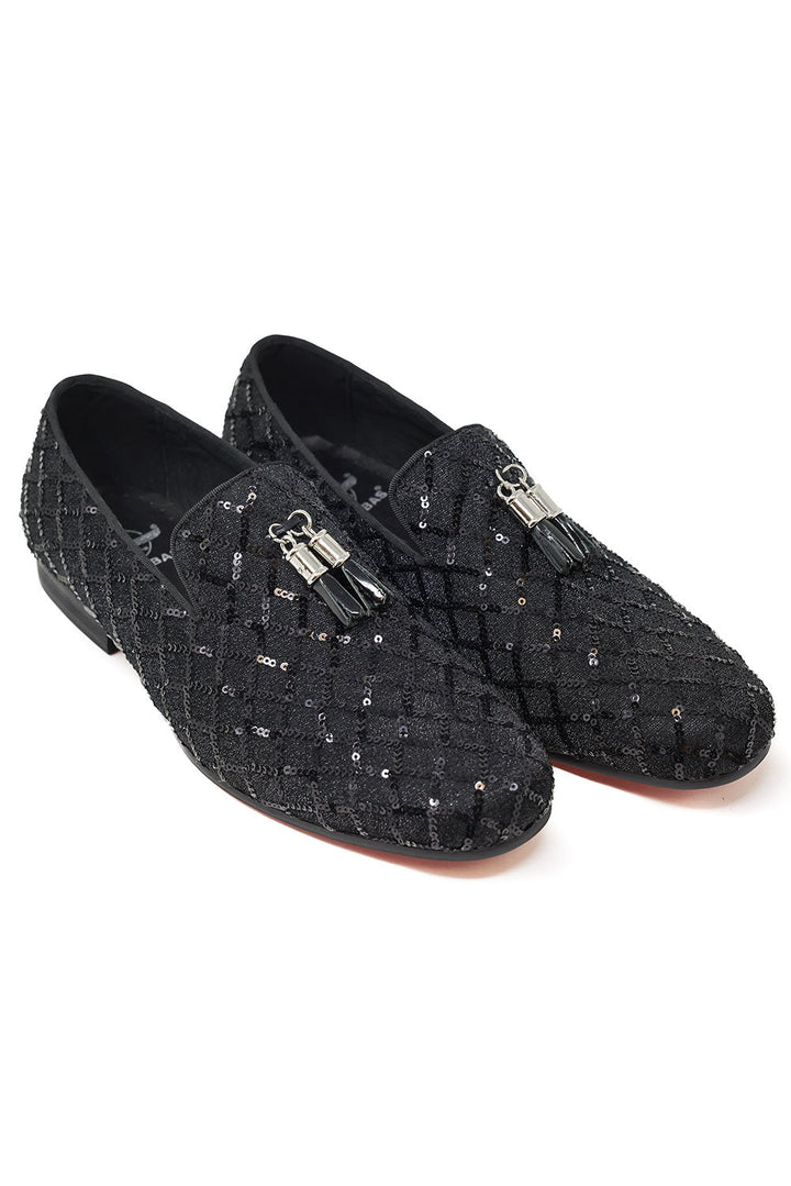 Barabas Men's Sequin Design Tassel Slip On Loafer Shoes 2SH3099