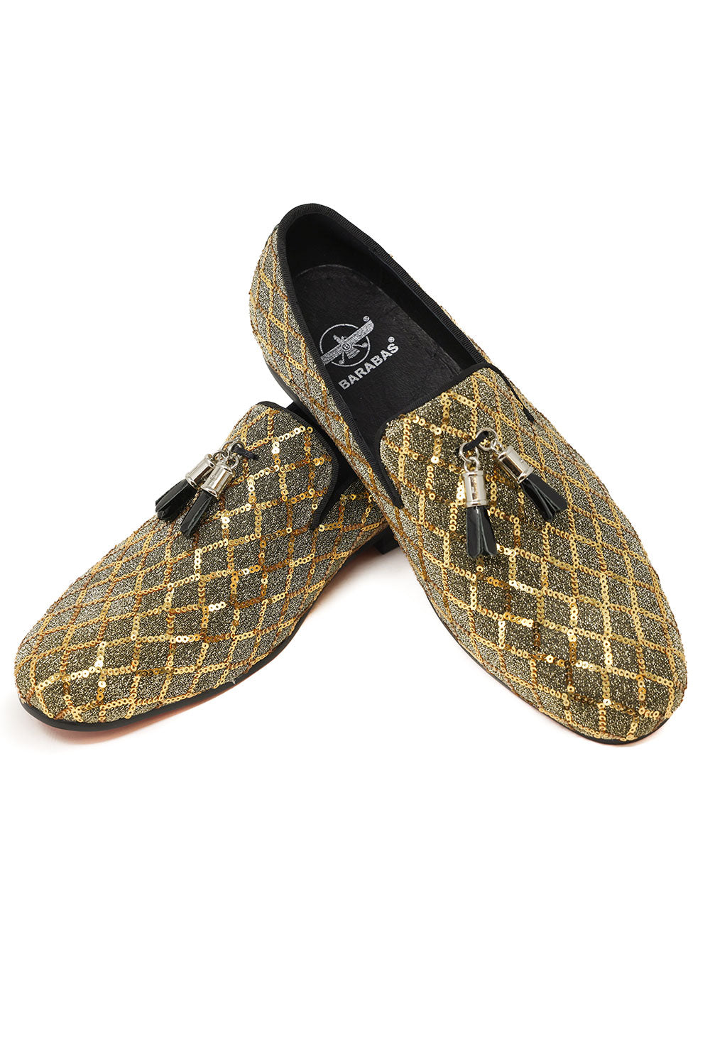 Barabas Men's Sequin Design Tassel Slip On Loafer Shoes 2SH3099 Gold