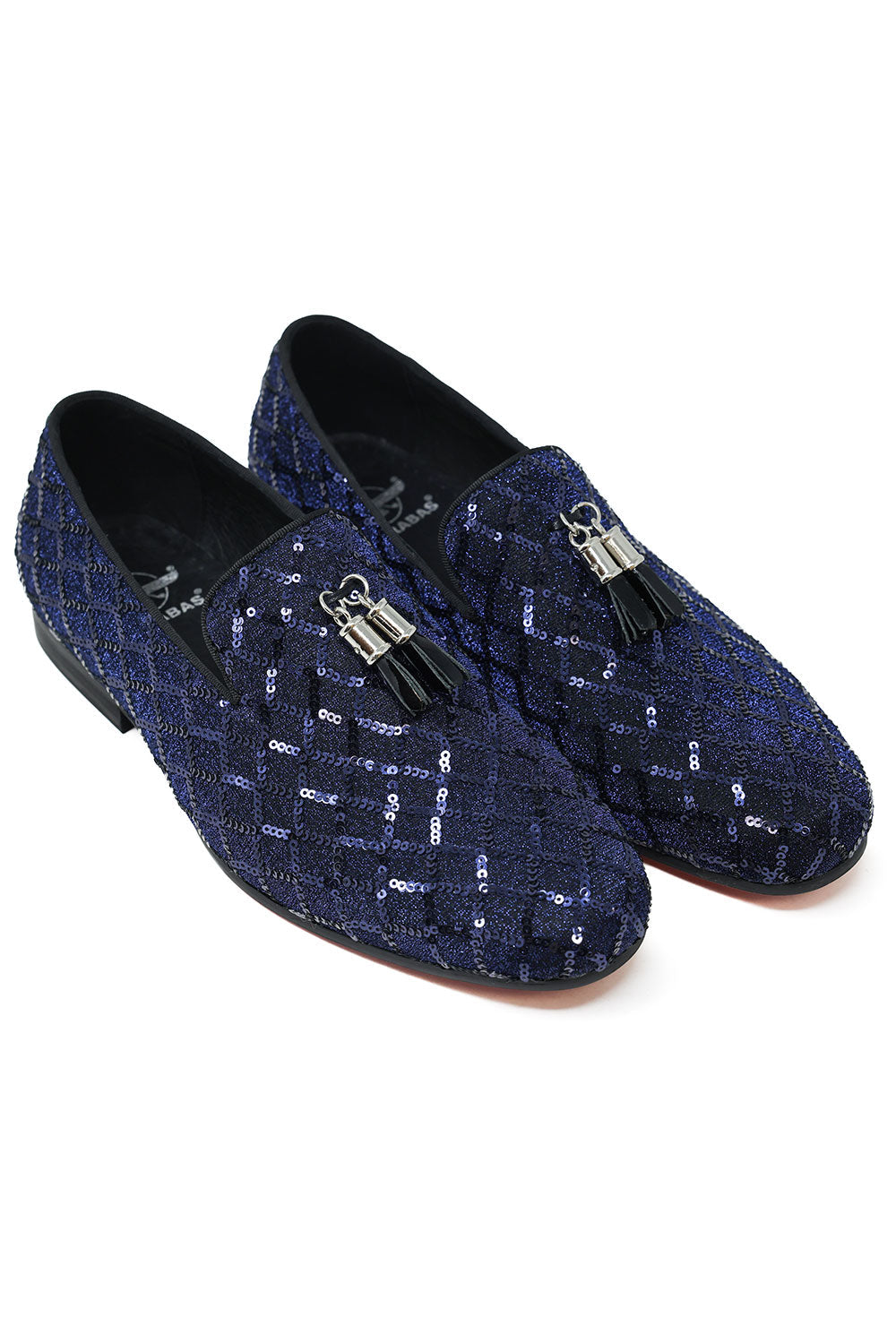 Barabas Men's Sequin Design Tassel Slip On Loafer Shoes 2SH3099 Navy