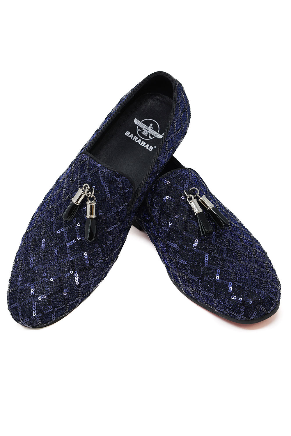 Barabas Men's Sequin Design Tassel Slip On Loafer Shoes 2SH3099 Navy