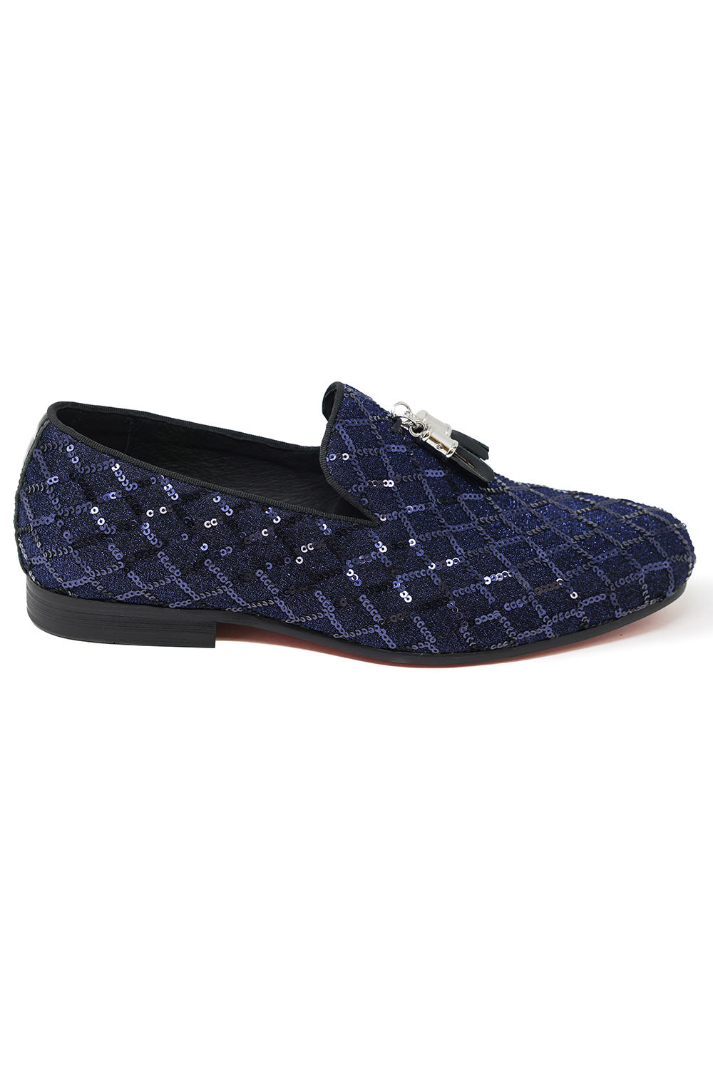 Barabas Men's Sequin Design Tassel Slip On Loafer Shoes 2SH3099 Navy