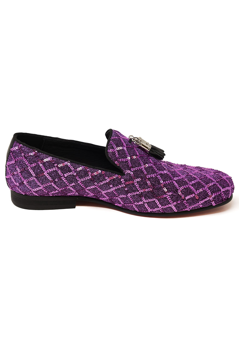 Barabas Men's Sequin Design Tassel Slip On Loafer Shoes 2SH3099 Purple