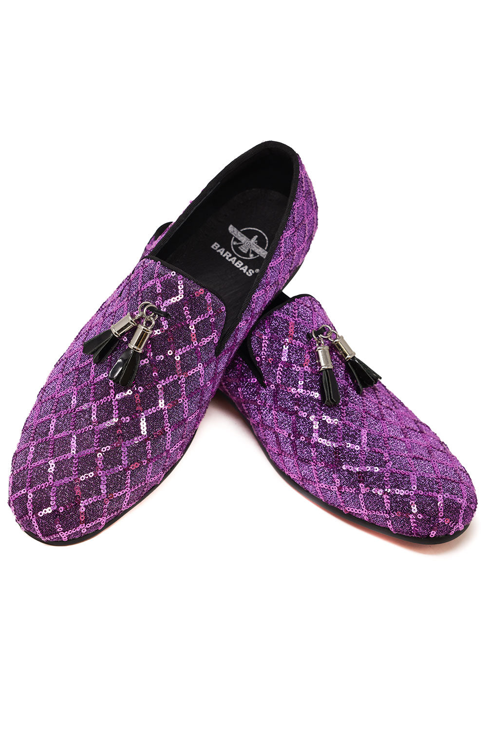 Barabas Men's Sequin Design Tassel Slip On Loafer Shoes 2SH3099 Purple