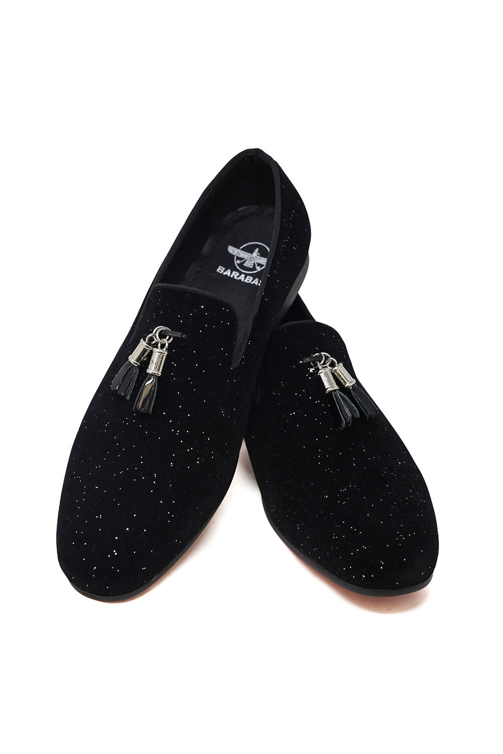 BARABAS Men's Glittery Shiny Luxury Tassel Loafer Shoes 2SH3106 Black Gold