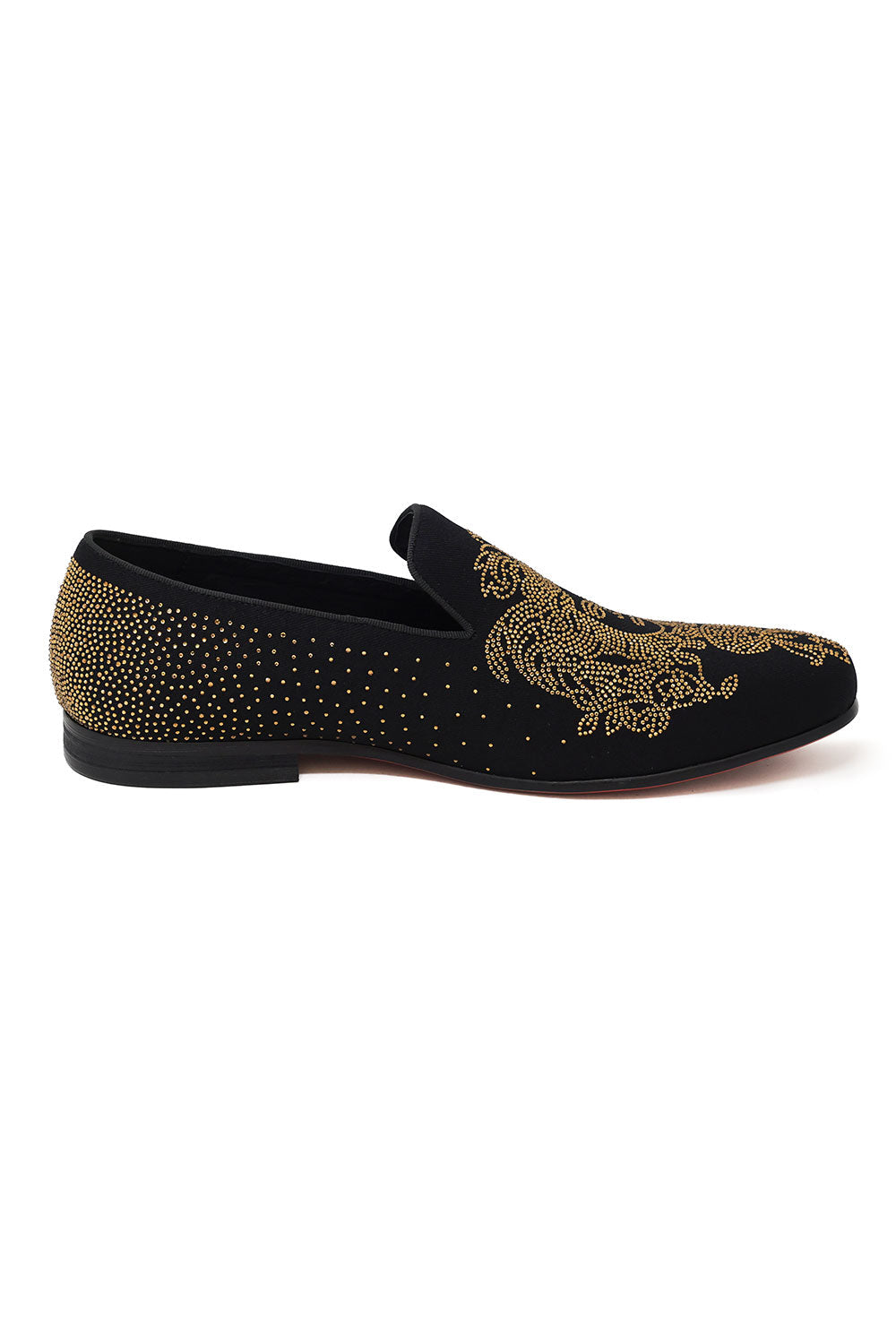 BARABAS Men's Medusa Rhinestone Jewels Slip On Dress Shoes 2SHR12 Gold