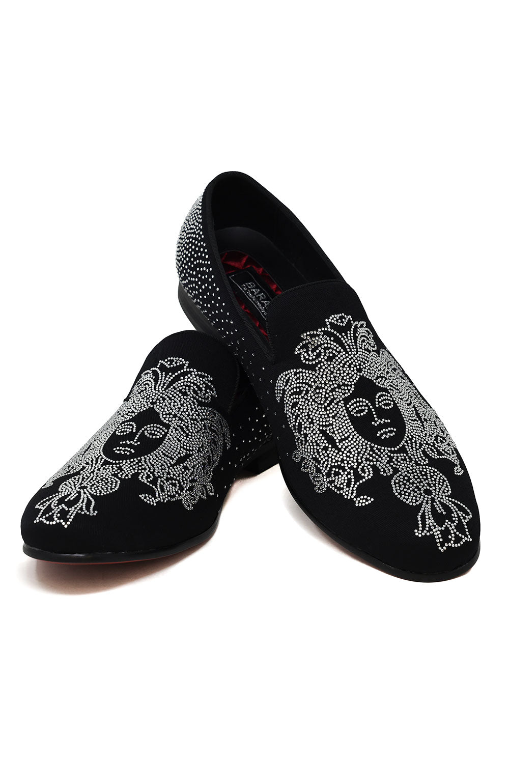 BARABAS Men's Medusa Rhinestone Jewels Slip On Dress Shoes 2SHR12 Black