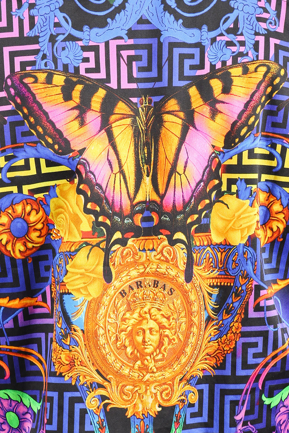 BARABAS Men's Medusa Floral Baroque Butterfly Greek Pattern Shirt 2SP223