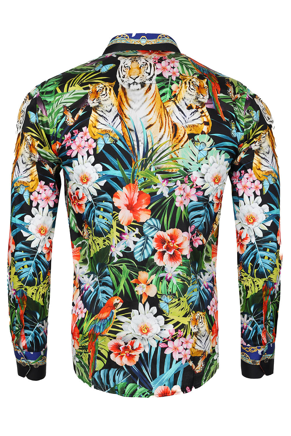 Barabas Men's Tiger Parrot Floral Button Down Dress Shirts 2SP37
