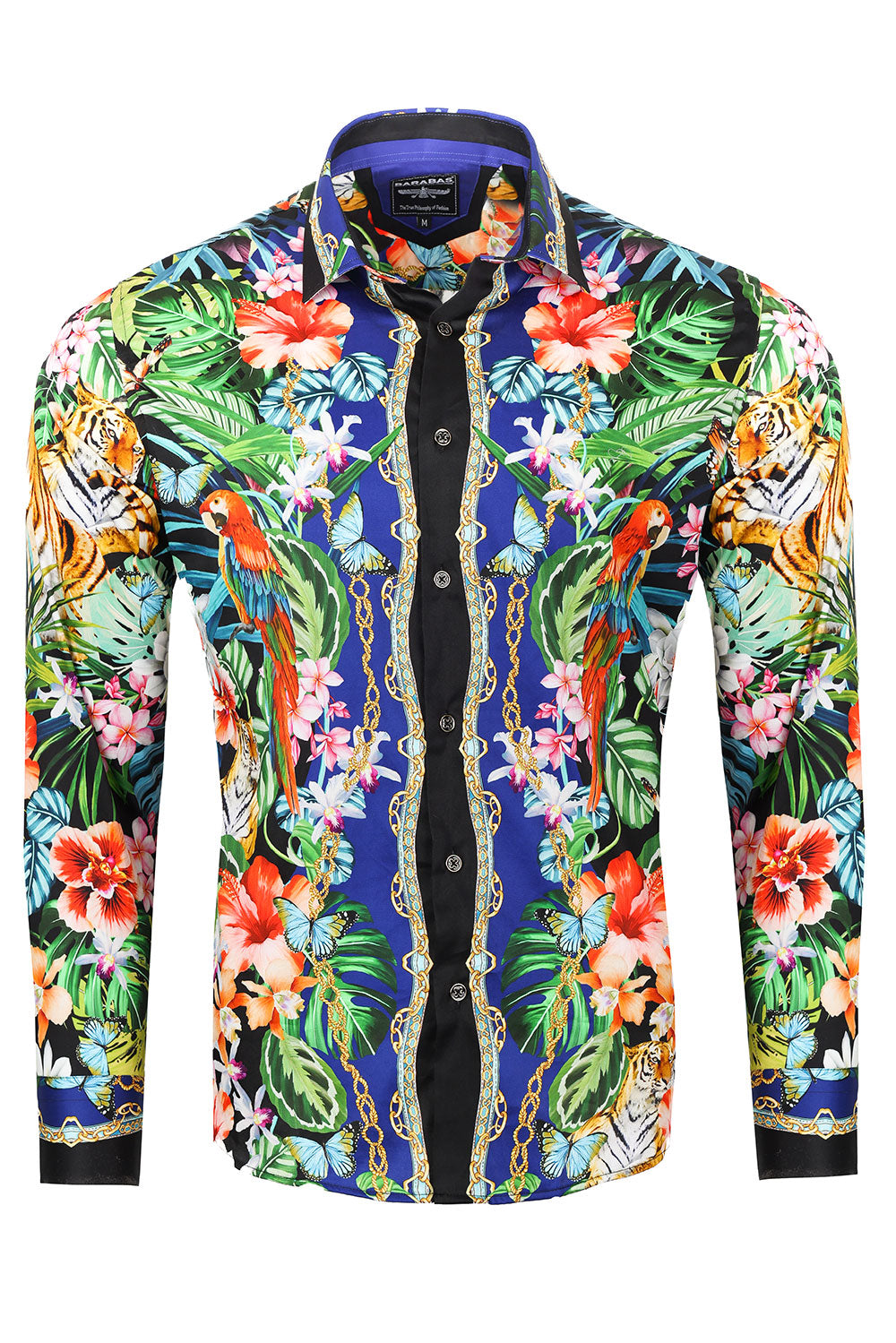 Barabas Men's Tiger Parrot Floral Button Down Dress Shirts 2SP37