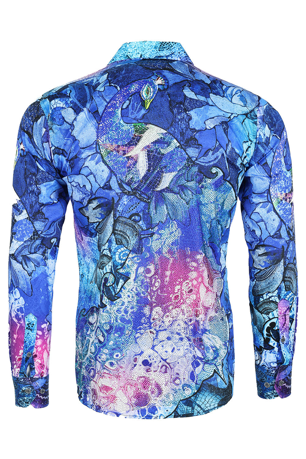 BARABAS men's Peacock Abstract printed long sleeve shirts 2SPR31