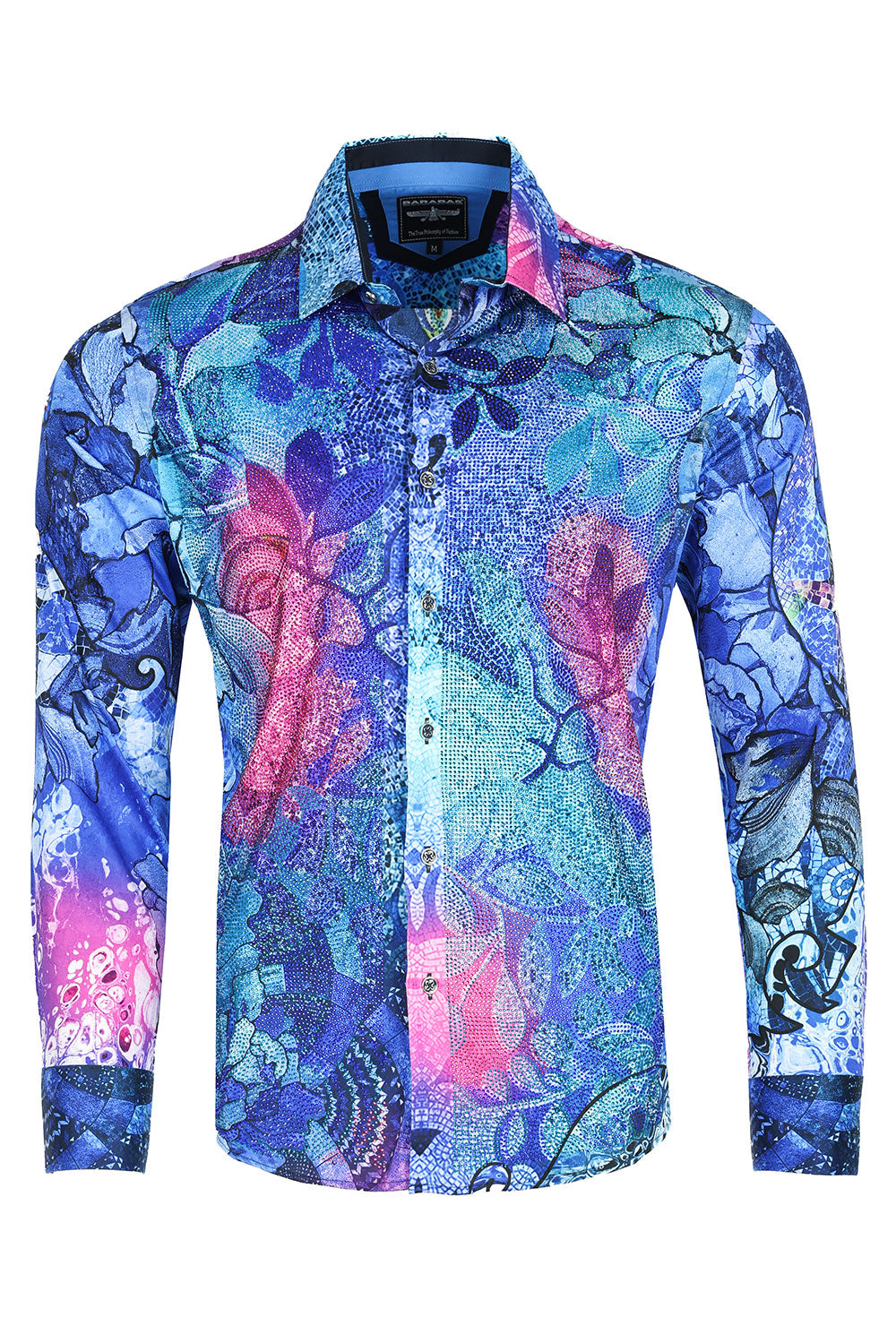 BARABAS men's Peacock Abstract printed long sleeve shirts 2SPR31