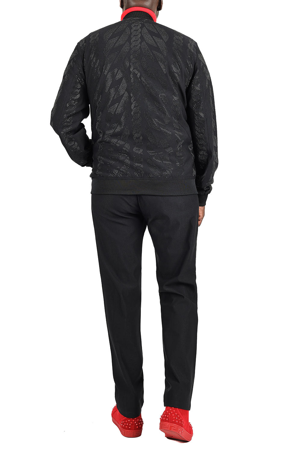 Barabas Men's Chain Rhinestone Pattern Design Luxury Loungewear 2STM13 Black