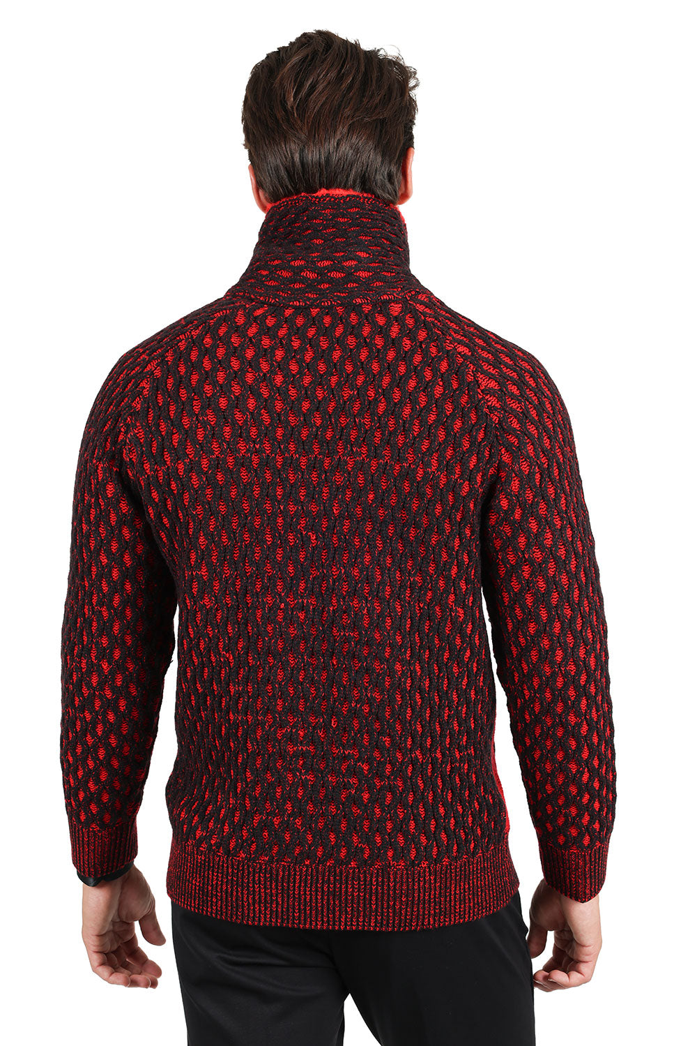 Barabas Men's Luxury Turtle Neck Zippered Sweatshirt 2SW20 Black Red