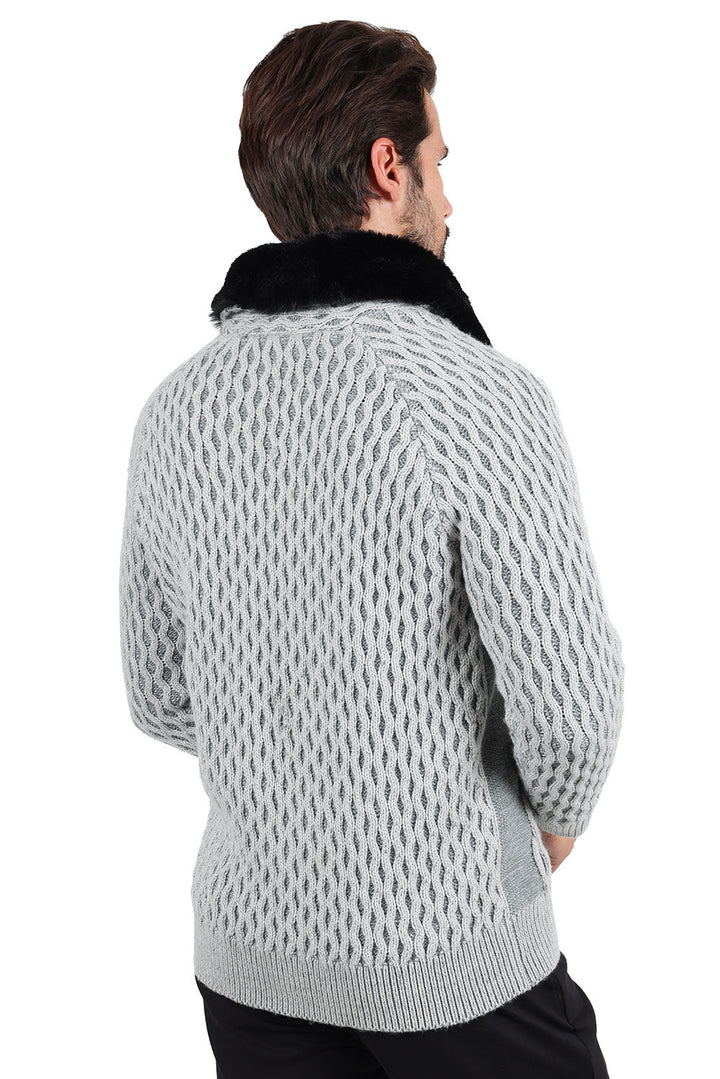 Barabas Men's Luxury Turtle Neck Zippered Sweatshirt 2SW20 Grey