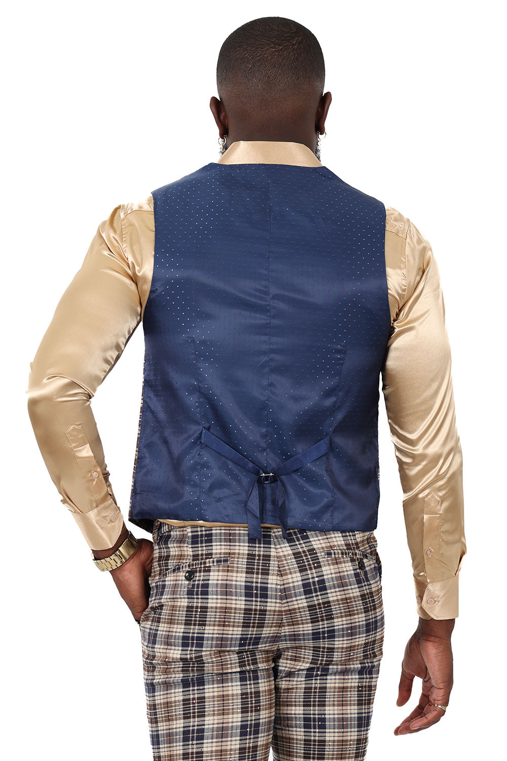 Barabas Men's Rhinestone Plaid Checkered Dress Slim Fit Vests 2VP210 ...