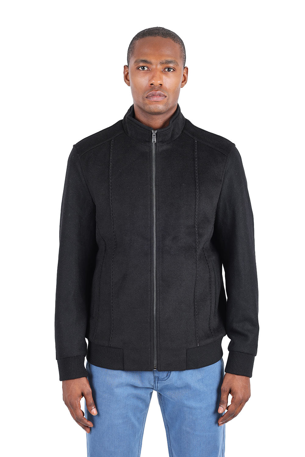 Barabas Men's Suede Warm Comfortable Varsity Jacket 3BH84 Black